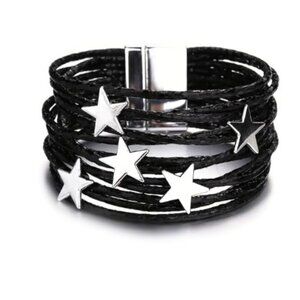 Leather Wrap Bracelet for Women – Boho Leopard Print with Gold Beads